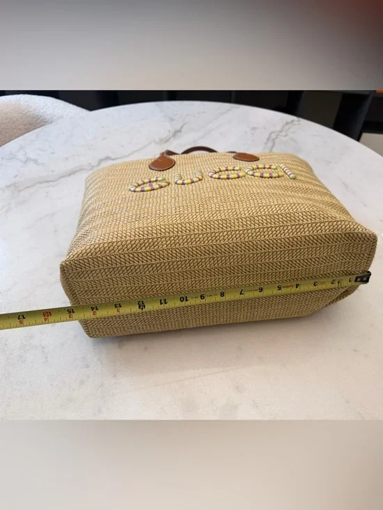 Gucci Beige Straw Tote Bag with Leather Handles - Picture 8 of 13